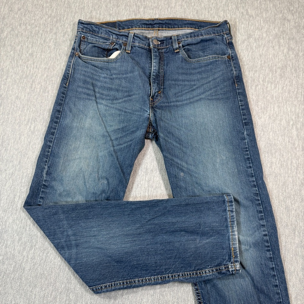 Levi's 502 Pants Men 36x32 Blue Straight Fit Taper Stretch Cotton Chino Jeans